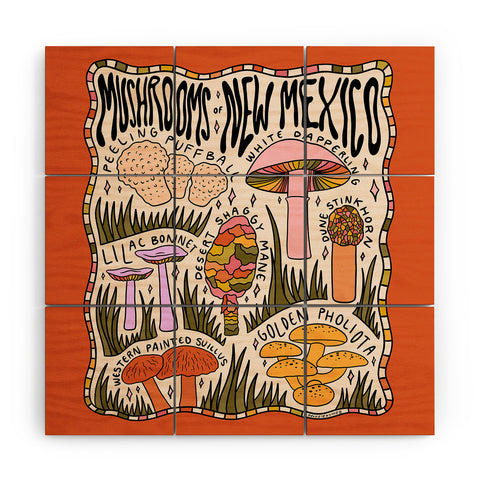 Doodle By Meg Mushrooms of New Mexico Wood Wall Mural