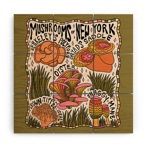 Doodle By Meg Mushrooms of New York Wood Wall Mural