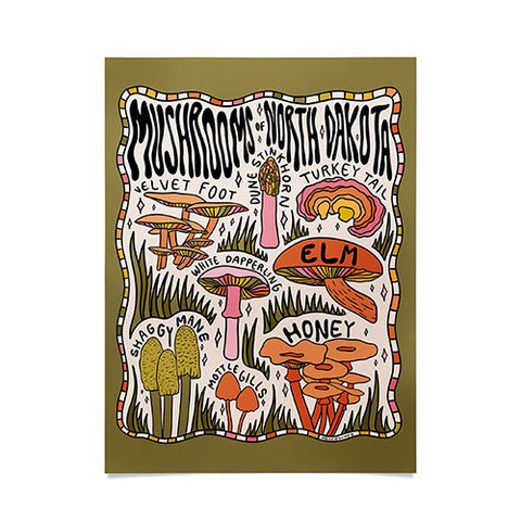 Doodle By Meg Mushrooms of North Dakota Poster