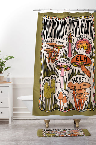 Doodle By Meg Mushrooms of North Dakota Shower Curtain And Mat