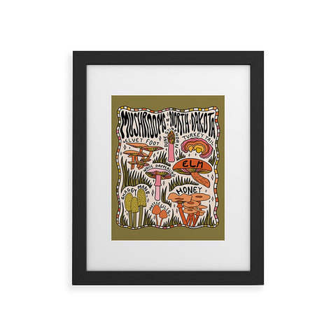 Doodle By Meg Mushrooms of North Dakota Framed Art Print