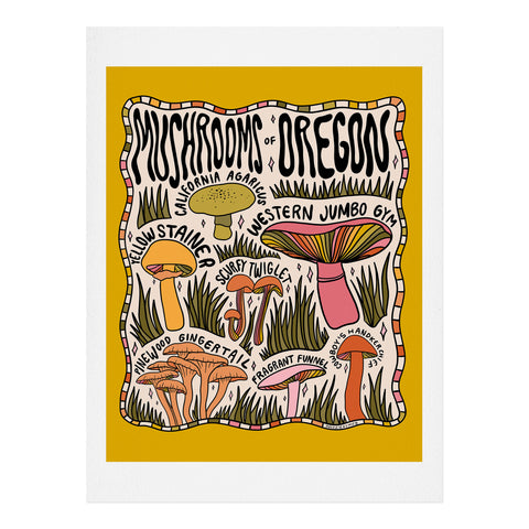 Doodle By Meg Mushrooms of Oregon Art Print