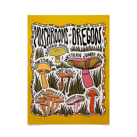 Doodle By Meg Mushrooms of Oregon Poster