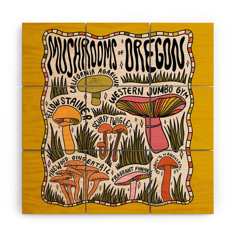 Doodle By Meg Mushrooms of Oregon Wood Wall Mural