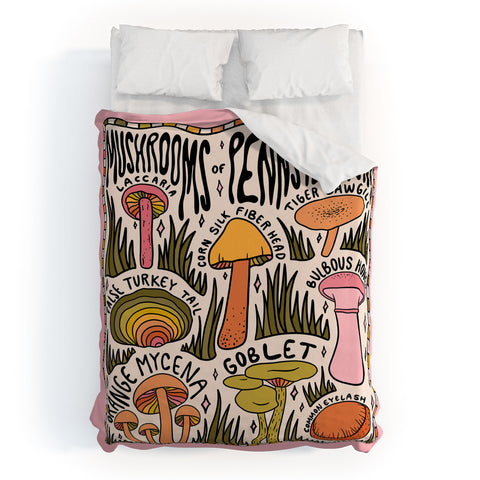 Doodle By Meg Mushrooms of Pennsylvania Duvet Cover