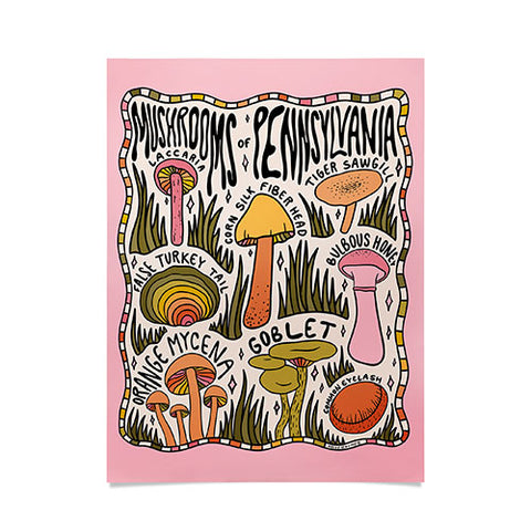 Doodle By Meg Mushrooms of Pennsylvania Poster