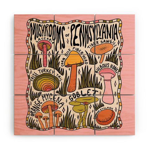 Doodle By Meg Mushrooms of Pennsylvania Wood Wall Mural