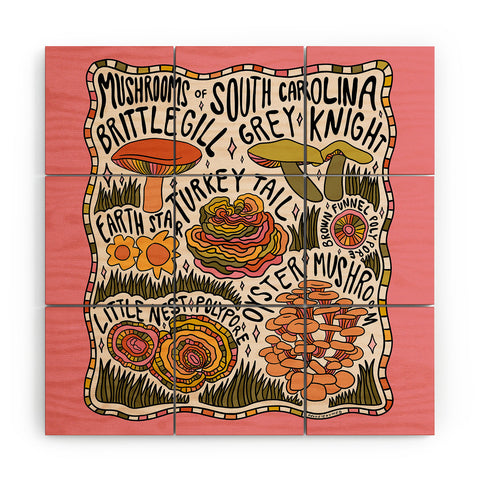 Doodle By Meg Mushrooms of South Carolina Wood Wall Mural