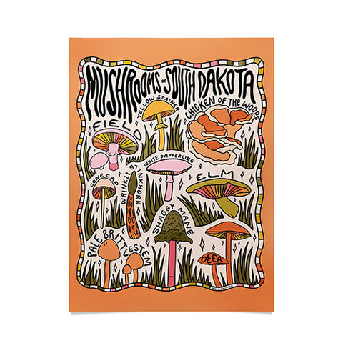 Doodle By Meg Mushrooms of South Dakota Poster