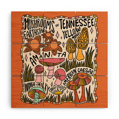 Doodle By Meg Mushrooms of Tennessee Wood Wall Mural