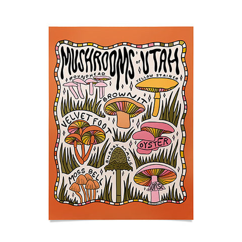 Doodle By Meg Mushrooms of Utah Poster