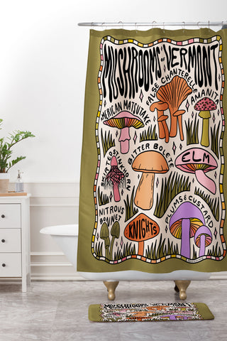 Doodle By Meg Mushrooms of Vermont Shower Curtain And Mat