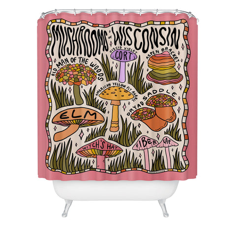 Doodle By Meg Mushrooms of Wisconsin Shower Curtain