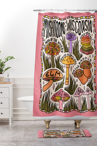Doodle By Meg Mushrooms of Wisconsin Shower Curtain And Mat