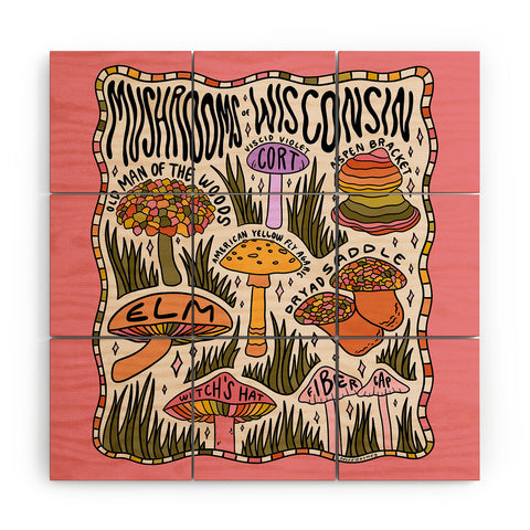 Doodle By Meg Mushrooms of Wisconsin Wood Wall Mural