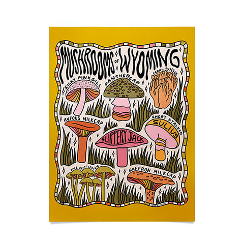 Doodle By Meg Mushrooms of Wyoming Poster