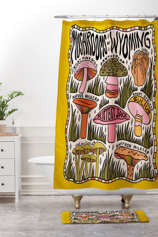 Doodle By Meg Mushrooms of Wyoming Shower Curtain And Mat