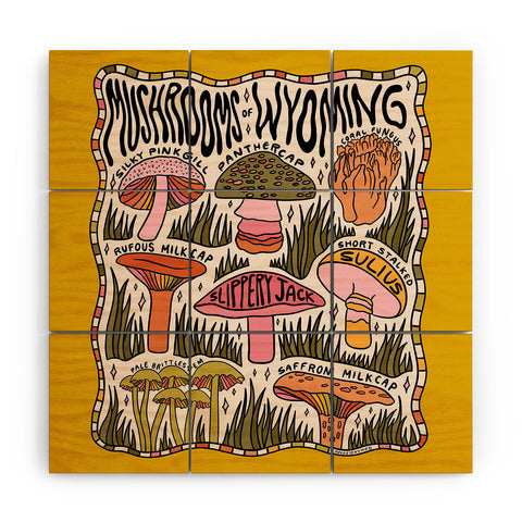 Doodle By Meg Mushrooms of Wyoming Wood Wall Mural