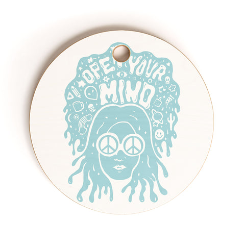 Doodle By Meg Open Your Mind in Mint Cutting Board Round