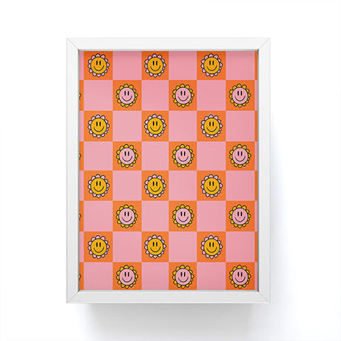Doodle By Meg Orange Pink Checkered Print Framed Mini Art Print