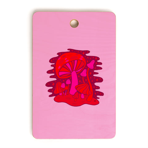 Doodle By Meg Pink Mushrooms Cutting Board Rectangle