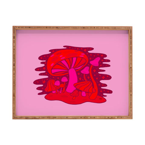 Doodle By Meg Pink Mushrooms Rectangular Tray