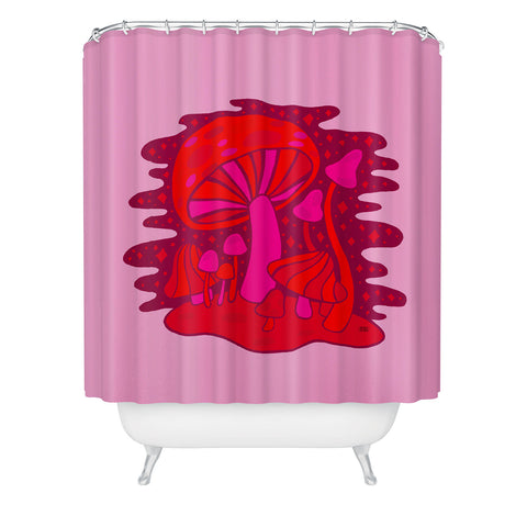 Doodle By Meg Pink Mushrooms Shower Curtain
