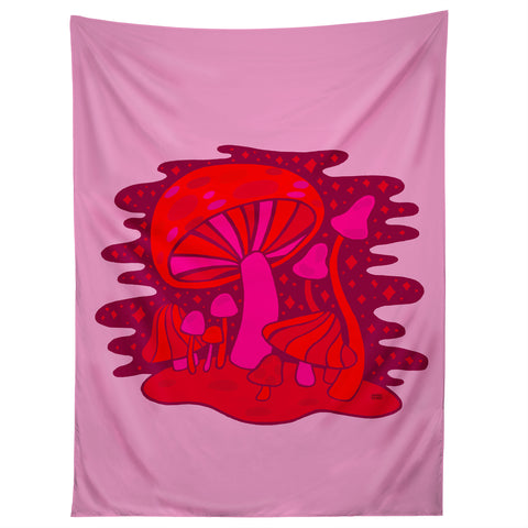 Doodle By Meg Pink Mushrooms Tapestry