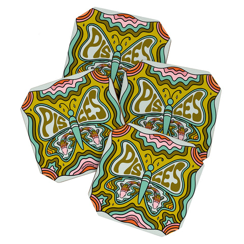 Doodle By Meg Pisces Butterfly Coaster Set