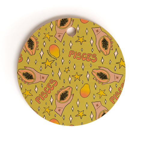 Doodle By Meg Pisces Papaya Print Cutting Board Round