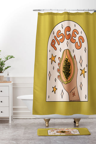 Doodle By Meg Pisces Papaya Shower Curtain And Mat