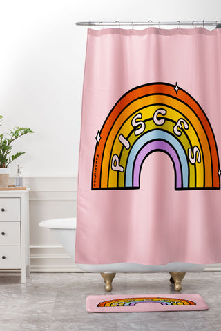 Doodle By Meg Pisces Rainbow Shower Curtain And Mat