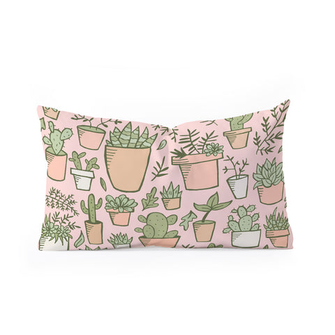 Doodle By Meg Potted Plants Print Oblong Throw Pillow