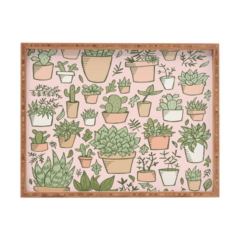 Doodle By Meg Potted Plants Print Rectangular Tray