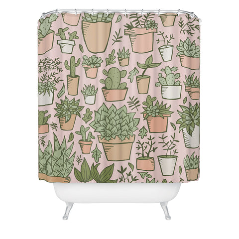 Doodle By Meg Potted Plants Print Shower Curtain