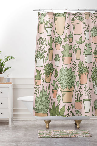 Doodle By Meg Potted Plants Print Shower Curtain And Mat