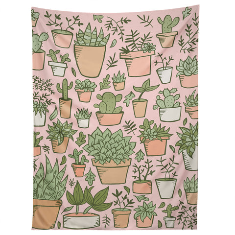 Doodle By Meg Potted Plants Print Tapestry