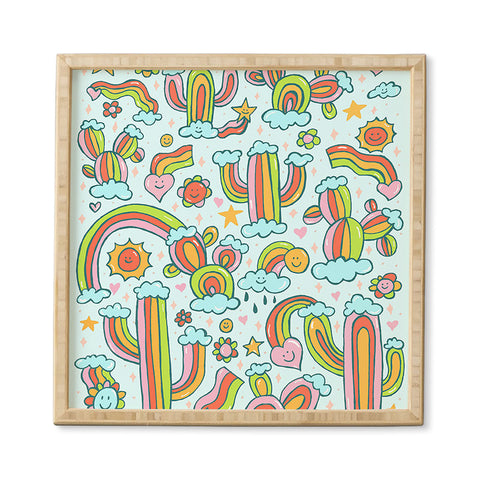 Doodle By Meg Rainbow Cacti Framed Wall Art