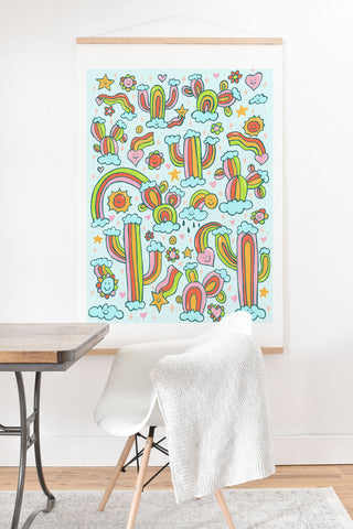 Doodle By Meg Rainbow Cacti Art Print And Hanger
