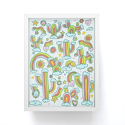 Doodle By Meg Rainbow Cacti Framed Mini Art Print