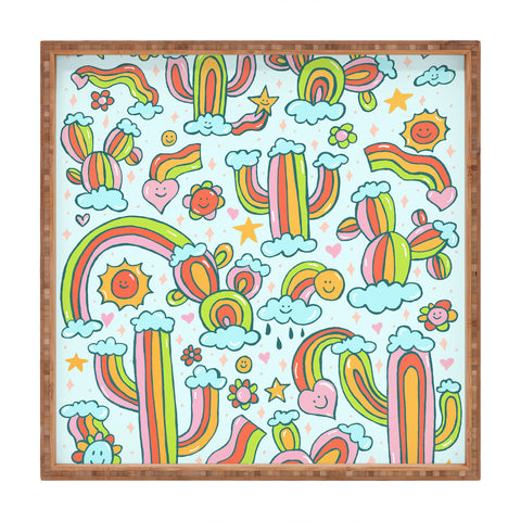 Doodle By Meg Rainbow Cacti Square Tray