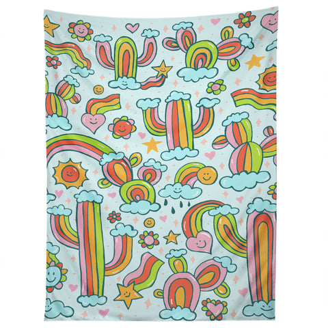 Doodle By Meg Rainbow Cacti Tapestry