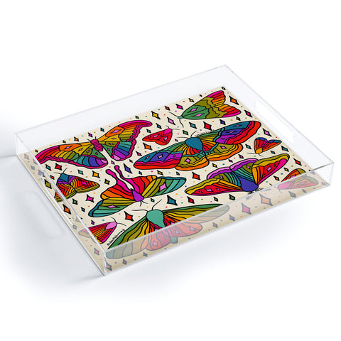 Doodle By Meg Rainbow Moth Print Acrylic Tray