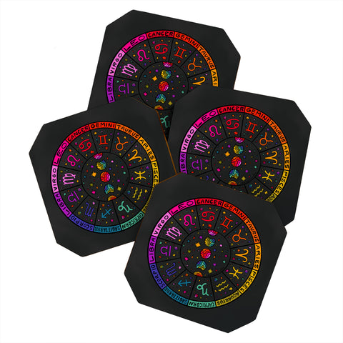 Doodle By Meg Rainbow Zodiac Wheel Coaster Set