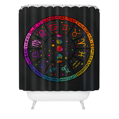 Doodle By Meg Rainbow Zodiac Wheel Shower Curtain