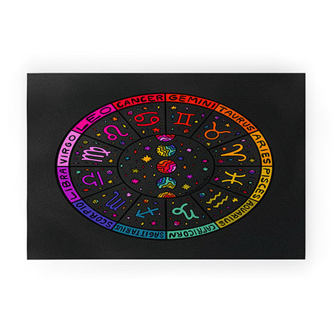 Doodle By Meg Rainbow Zodiac Wheel Welcome Mat