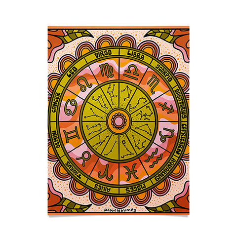 Doodle By Meg Retro Zodiac Wheel Poster