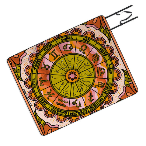 Doodle By Meg Retro Zodiac Wheel Picnic Blanket