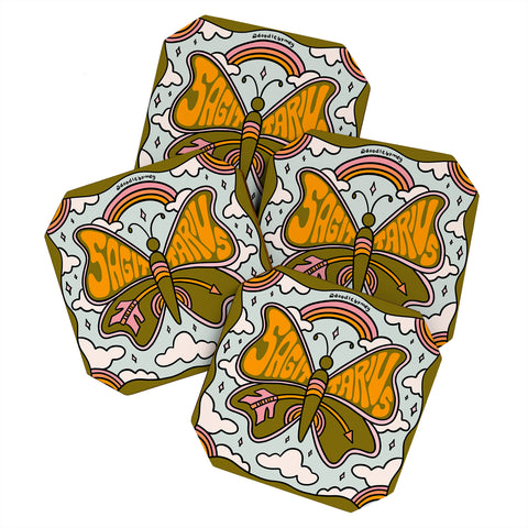 Doodle By Meg Sagittarius Butterfly Coaster Set