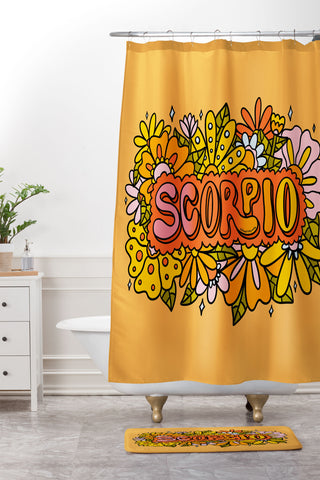 Doodle By Meg Scorpio Flowers Shower Curtain And Mat
